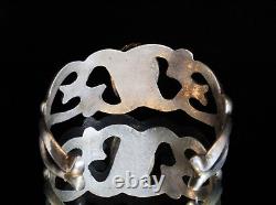 Vintage Old Pawn Sand Cast Early Navajo Bisbee Turquoise Cab Coin Silver Cuff