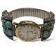 Vintage Rare Early Signed Tom Moore Native Massive Mens Turquoise Cluster Watch