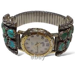 Vintage RARE Early Signed Tom Moore native Massive Mens Turquoise Cluster Watch