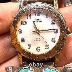 Vintage RARE Early Signed Tom Moore native Massive Mens Turquoise Cluster Watch