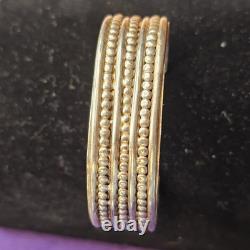 Vintage Sterling Silver Beaded Cuff Bracelet 43.21g Early Navajo Style 7 Wrist