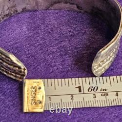 Vintage Sterling Silver Beaded Cuff Bracelet 43.21g Early Navajo Style 7 Wrist