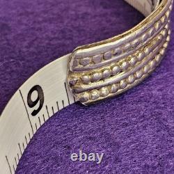 Vintage Sterling Silver Beaded Cuff Bracelet 43.21g Early Navajo Style 7 Wrist