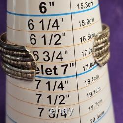 Vintage Sterling Silver Beaded Cuff Bracelet 43.21g Early Navajo Style 7 Wrist