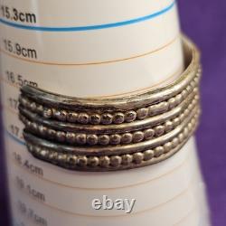 Vintage Sterling Silver Beaded Cuff Bracelet 43.21g Early Navajo Style 7 Wrist