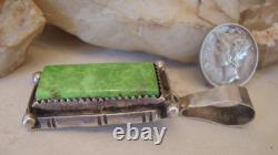 Vintage Zuni DAN NIETO Early Sterling Silver APPLE GREEN GASPEITE PENDANT Signed