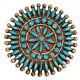 Vintage Zuni Petit Point Cluster Pin Brooch Turquoise Sterling Native American