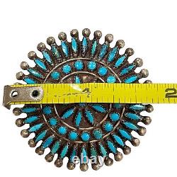 Vintage Zuni Petit Point Cluster Pin Brooch Turquoise Sterling Native American