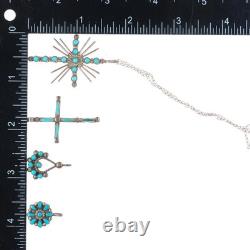 Vintage Zuni sterling silver snake eye/needlepoint turquoise cross/other pendant