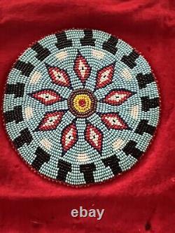 Vintage old Native American beaded Cheyenne 1940s Rosette And Other Pieces