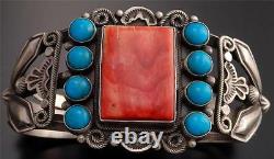 Vintage style Spiny Oyster Shell Turquoise Square Silver Bracelet by Tom TO22Q