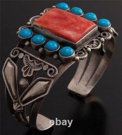 Vintage style Spiny Oyster Shell Turquoise Square Silver Bracelet by Tom TO22Q