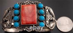 Vintage style Spiny Oyster Shell Turquoise Square Silver Bracelet by Tom TO22Q