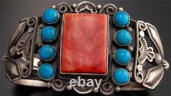 Vintage style Spiny Oyster Shell Turquoise Square Silver Bracelet by Tom TO22Q