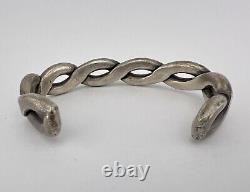 Vtg Early Navajo Heavy Gauge Sterling Silver Twist Cuff Bracelet 61g