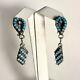 Vtg Native American Sterling Silver Snake Eye Turquoise Zuni Dangle Earrings