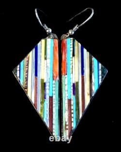 Vtg. Rare Early Henry Rosetta Santo Domingo Mosaic Cobblestone Inlay Earrings