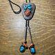 Vtg. Very Early (effie) G. Calavaza Sterling Snake Turquoise Coral-bolo Tie