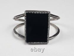 WILSON PADILLA Early Marks Native American Sterling Silver Onyx Cuff Bracelet 7