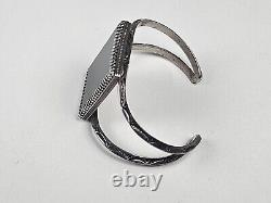 WILSON PADILLA Early Marks Native American Sterling Silver Onyx Cuff Bracelet 7