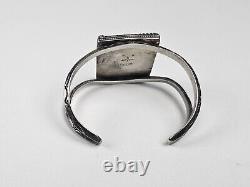 WILSON PADILLA Early Marks Native American Sterling Silver Onyx Cuff Bracelet 7