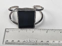 WILSON PADILLA Early Marks Native American Sterling Silver Onyx Cuff Bracelet 7