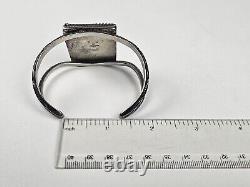 WILSON PADILLA Early Marks Native American Sterling Silver Onyx Cuff Bracelet 7