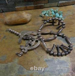 Wow! Early Navajo Yei Kachina Sterling Squash Blossom Necklace Native Old Pawn