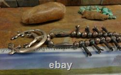 Wow! Early Navajo Yei Kachina Sterling Squash Blossom Necklace Native Old Pawn