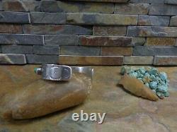 Wow! Gorgeous Early Navajo Chunky 5 Turquoise Sterling Stamped Row Cuff Old Pawn