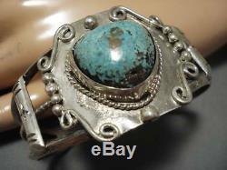 Wow! Very Early Deposit #8 Turquoise Vintage Navajo Sterling Silver Bracelet Old