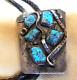 Zuni Navajo Best Rattlesnake Morenci Spiderwebbed Turquoise Bolo 1957-early1960s