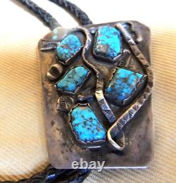 Zuni Navajo BEST Rattlesnake Morenci SpiderWebbed Turquoise Bolo 1957-early1960s