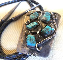 Zuni Navajo BEST Rattlesnake Morenci SpiderWebbed Turquoise Bolo 1957-early1960s