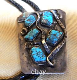 Zuni Navajo BEST Rattlesnake Morenci SpiderWebbed Turquoise Bolo 1957-early1960s