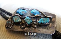 Zuni Navajo BEST Rattlesnake Morenci SpiderWebbed Turquoise Bolo 1957-early1960s