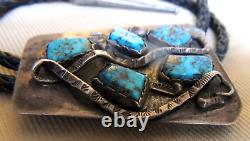 Zuni Navajo BEST Rattlesnake Morenci SpiderWebbed Turquoise Bolo 1957-early1960s