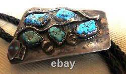 Zuni Navajo BEST Rattlesnake Morenci SpiderWebbed Turquoise Bolo 1957-early1960s