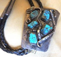 Zuni Navajo BEST Rattlesnake Morenci SpiderWebbed Turquoise Bolo 1957-early1960s