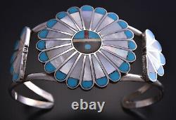 Zuni Sunface Mother of Pearl Bracelet by Adrian Wallace 9K03S