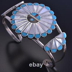 Zuni Sunface Mother of Pearl Bracelet by Adrian Wallace 9K03S