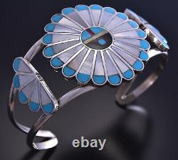 Zuni Sunface Mother of Pearl Bracelet by Adrian Wallace 9K03S