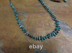 #1 Collier en turquoise Santo Domingo des Navajos, ancien bijou indigène de la période Fred Harvey