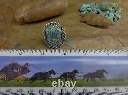 #1 Early Navajo Sterling Ingot Hi Grade Turquoise Gem Ring Native Old Pawn Era