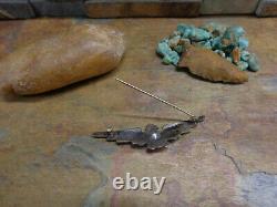 #1 Early Navajo Thunderbird Flèches Sterling Brooch Pin Old Pawn Fred Harvey Era