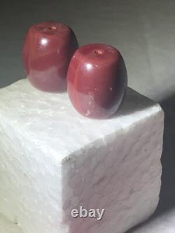 2 Perles Bourdons Lourd de Bourgogne D'un Cadre Avec des Artefacts Amérindiens D'Arizona