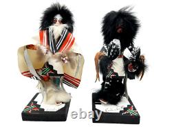 2 Poupées Amérindiennes Kachada Kachina Le Matin Tôt Le Corbeau Signé