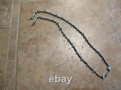 27 Early Navajo Argent Sterling Turquoise Melon Bord Collier Strung Sur Corde