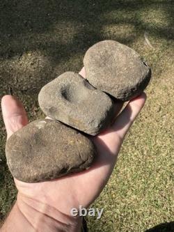 3 très beaux outils en pierre dure de meulage de noix du Mississippi du Nord