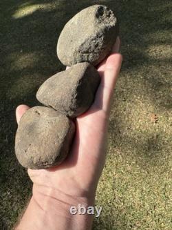 3 très beaux outils en pierre dure de meulage de noix du Mississippi du Nord